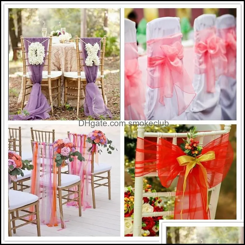 Organza Chair Sash Bow For Cover Banquet Wedding Party Event Xmas Decoration Supply