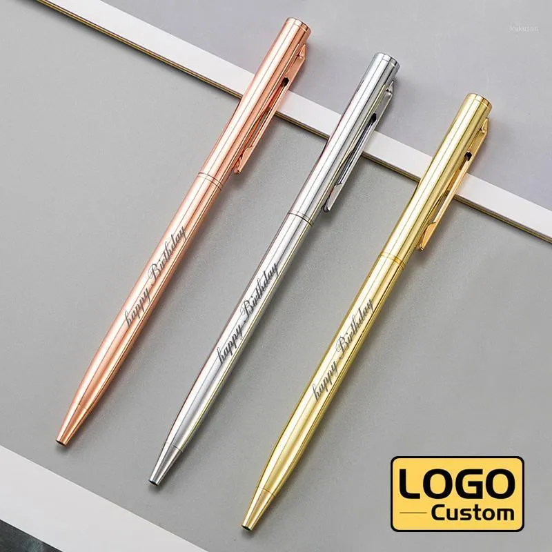 Ballpoint Pens Business Gift Pen Metalen Reclame Belettering Gegraveerde Naam Kantoorbenodigdheden Student Briefpapier Custom Logo