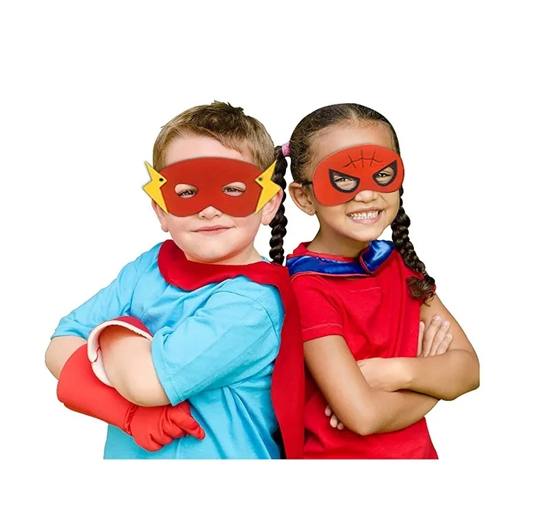 Capas de superhéroe para niños, disfraces de disfraces, máscara de fieltro  con pulsera, Halloween y cosplay