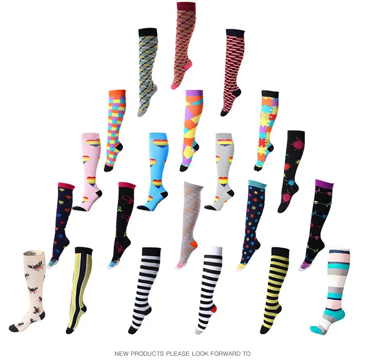 Chaussettes de compression pour hommes et femmes, bon soutien de la course sportive, cyclisme, chaussettes longues