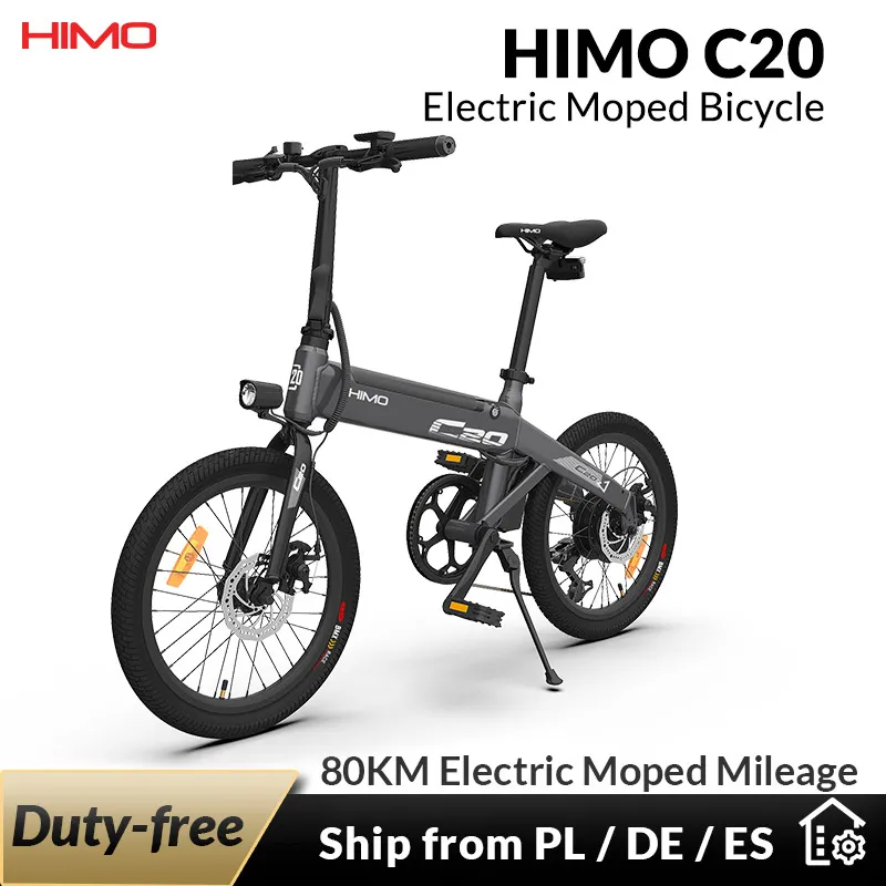 Stock de la UE HIME C20 Bicicleta eléctrica plegable E Bike 250W 10Ah Modo dual ultra-dinámico Bicicleta urbana al aire libre 80km Kilometraje de 20 pulgadas