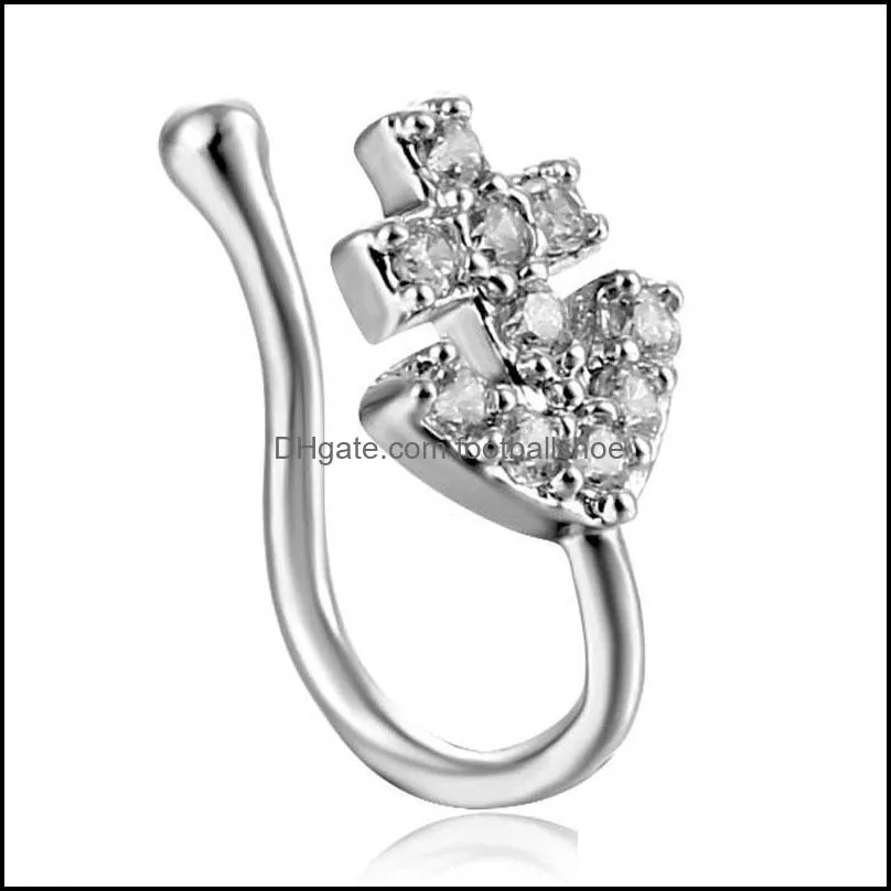 Piercing Jewelry Flower Nose Ring Set Diamond No Hole Nose Decoration Rings & Studs