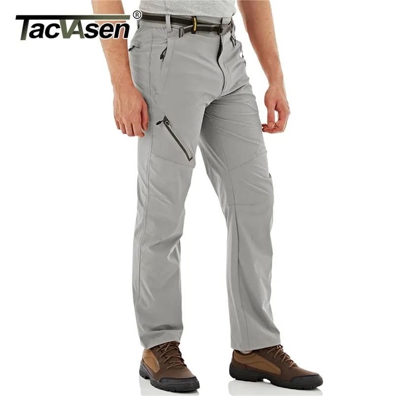 TACVASEN Pantaloni da trekking per esterni ad asciugatura rapida Pantaloni da lavoro cargo leggeri estivi rip-stop Pantaloni da pesca multi-tasche da campeggio 210715