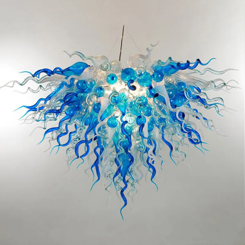 Home Decor Nordic Hanglamp Moderne Chihuly Art Handgemaakte Blown Murano Glas Italië Stijl Led Kroonluchter Blauw Turkoois Witte Kleur Aangepast 32 of 40 inch