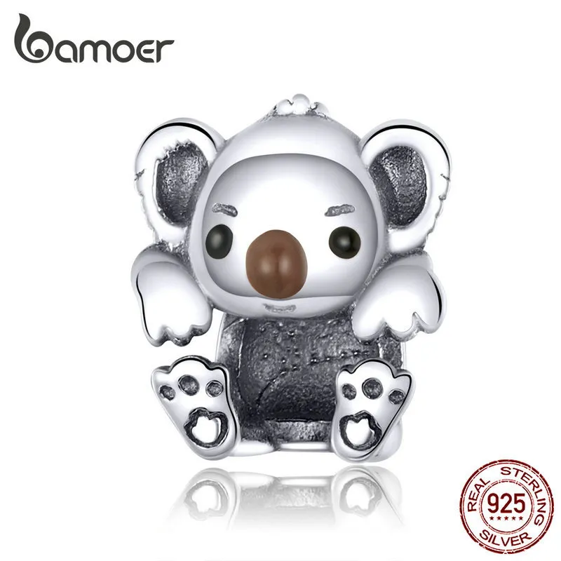 bamoer baby koala metalen kralen voor vrouwen sieraden maken 925 sterling zilveren dier charme fit armband sieraden SCC1304 Q0531