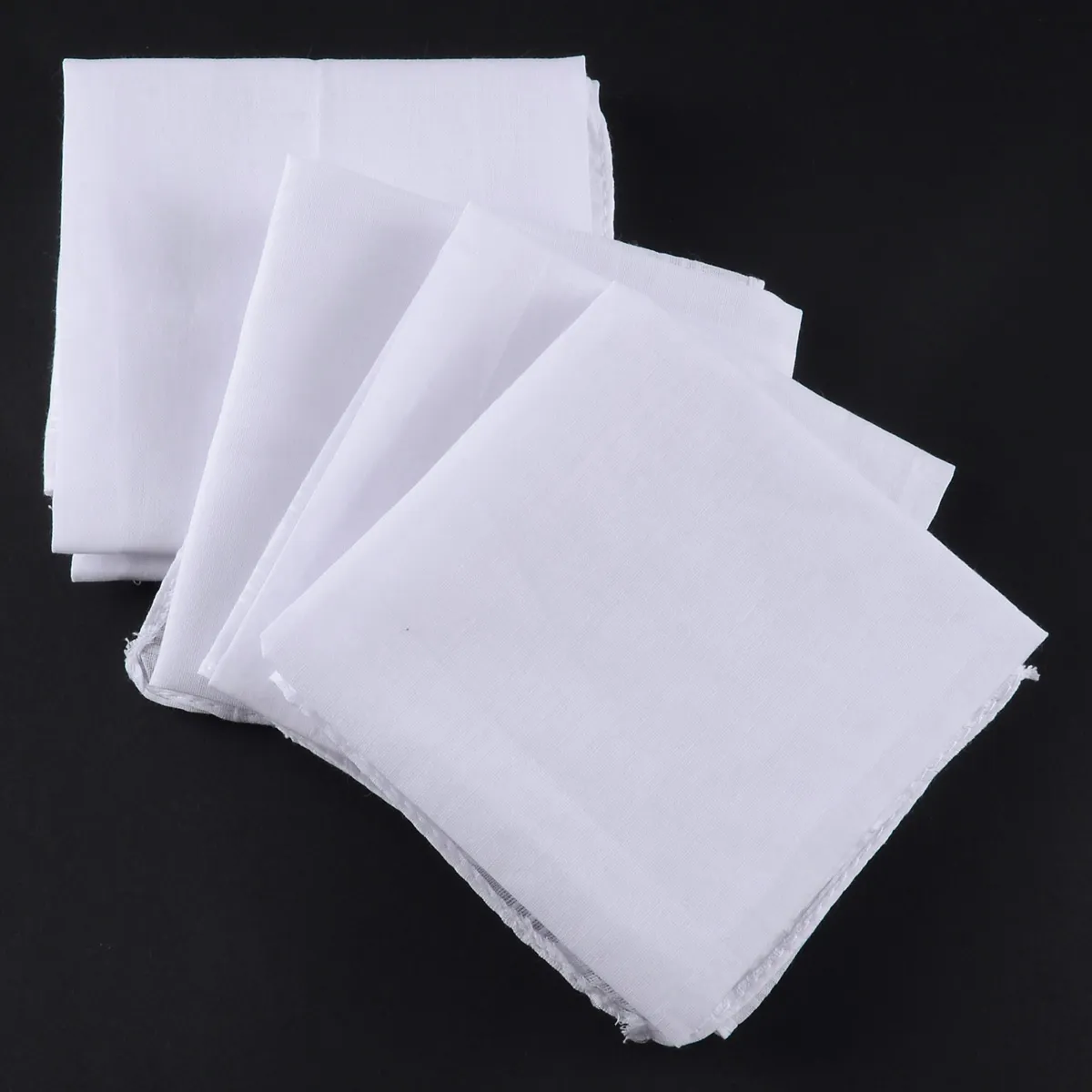 5pcs Squares Hanky White Pocket Cotton Handkerchiefs Hankie Hanky with Stripe Men 40*40cm Home Decoration Vintage Gift Hankies