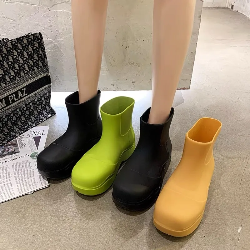 GAI GAI GAI Stiefel Damen Candy Solid Colors Pink Triple Black Pistazien Frost Yellow Fashion Platform Martin Ankle Boot Round Toe Waterproof Outdoor 2021