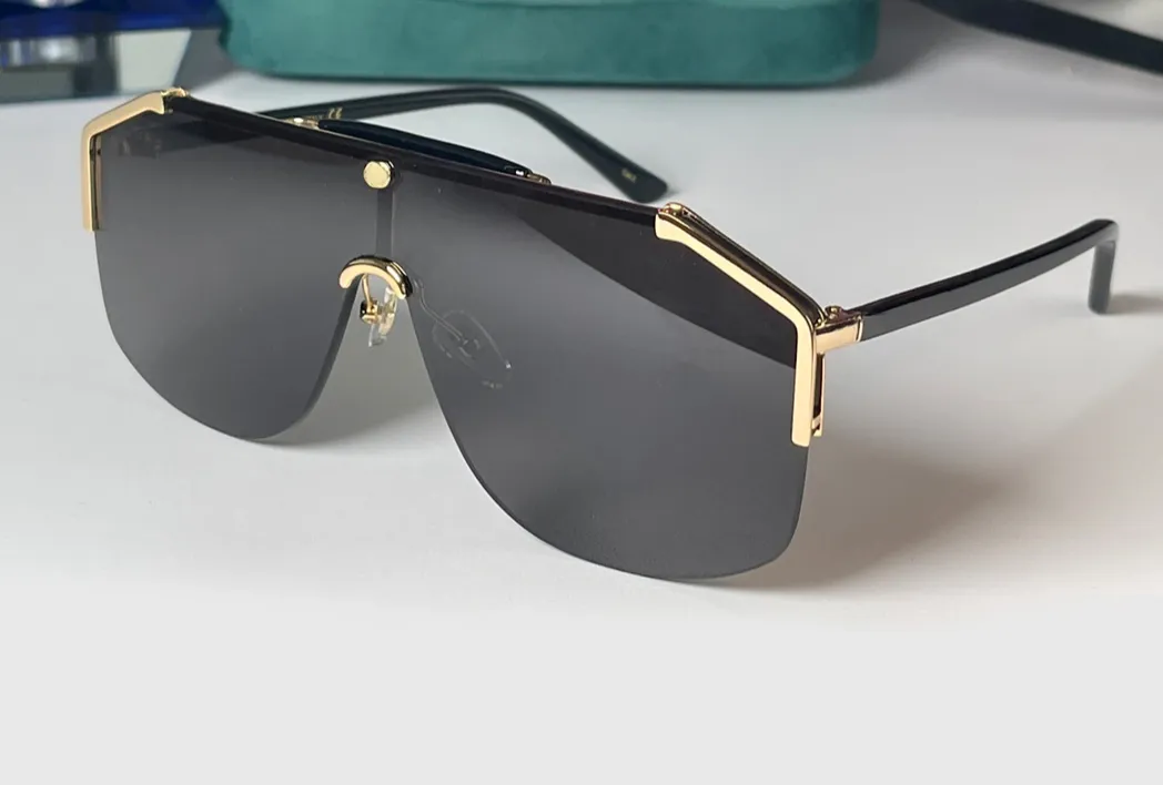 Gold Schwarz Pilot Große Maske Sonnenbrille für Männer Frauen Grau Sonnenbrillen 0291 Mode Sonnenbrille UV400 Brillen mit Box