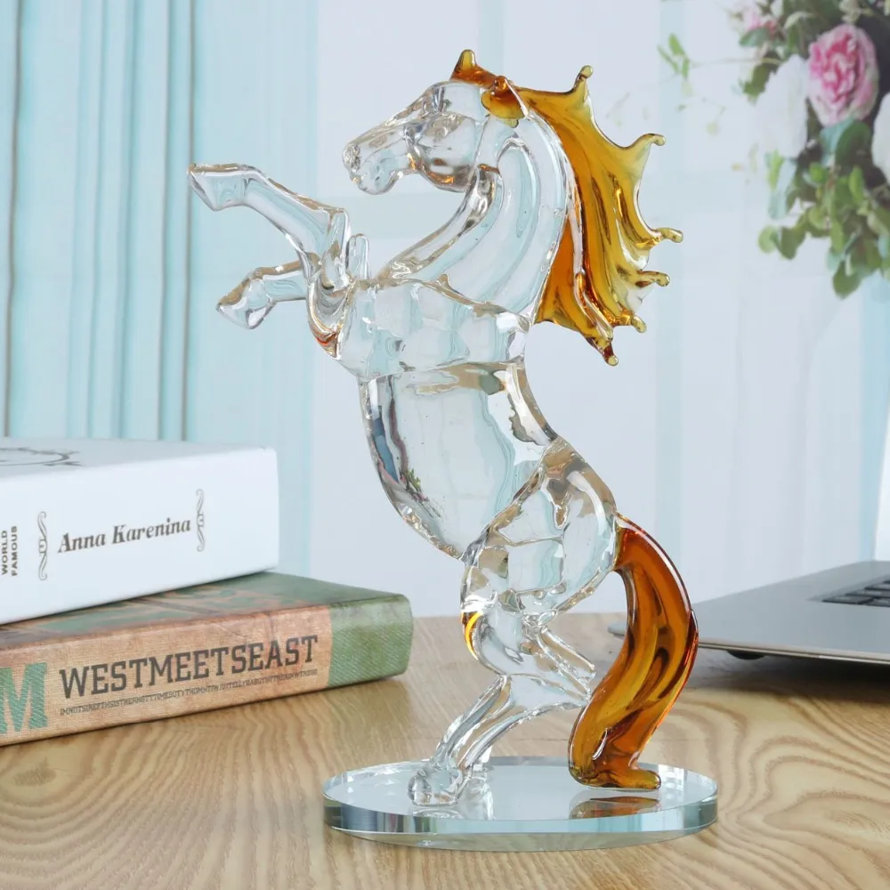 Crystal Glass Horse Figurinsamling Hästdjur Paperweight Table Ornament Dekor Barn Födelsedag Gåvor Hem Bröllopsinredning