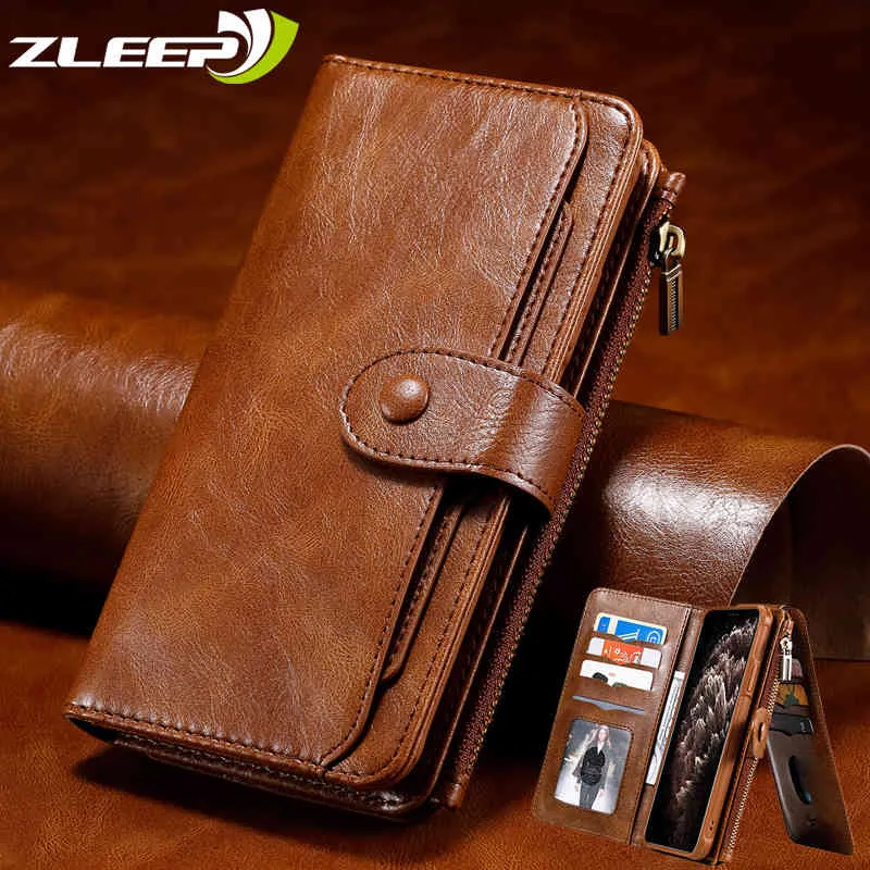Luxury Leather Flip Case 12 Mini 11 Pro XS Max XR X 7 8 6 6s Plus SE 2020 Detach Wallet Coque Card Holder Phone Cover