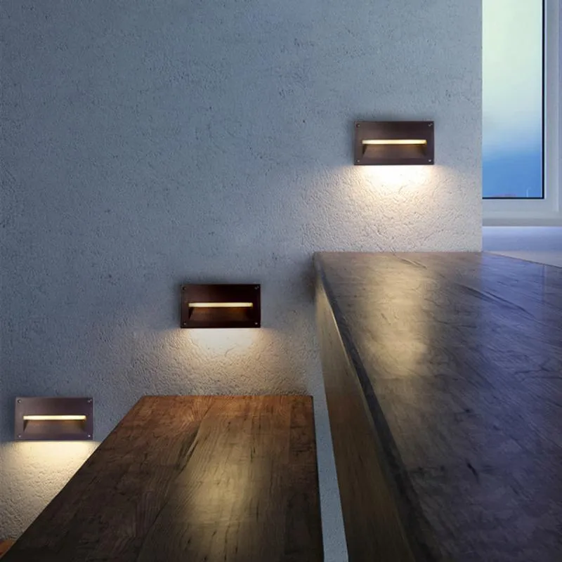 IP65 Waterproof 3W LED Step Light Outdoor Stair Lamp Aluminum Embedded Staircase Light Wall Footlight