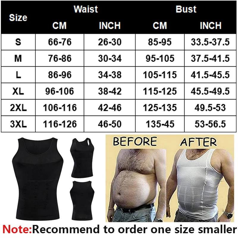 Mężczyźni Odchudzanie Ciało Shaper Waist Trainer Kamizelka Tummy Control Postura Koszula Powrót Korekta Brzuch Tank Top Shaperwear 3XL