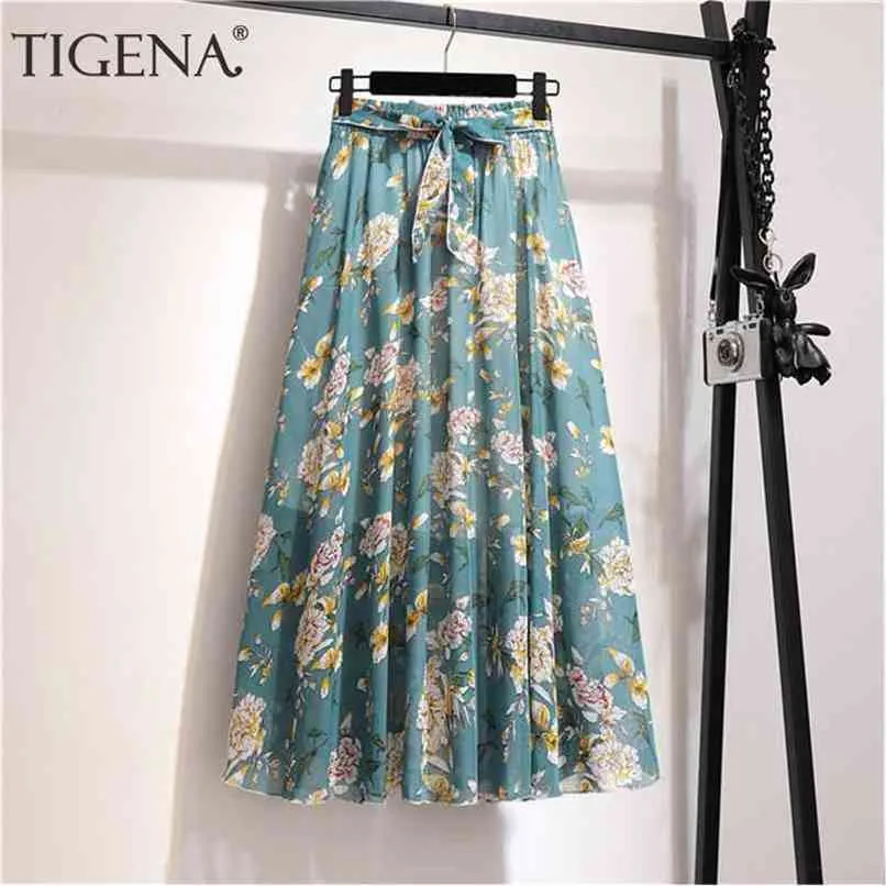 Floral Chiffon Skirt for Women, Trendy Summer High-Waisted