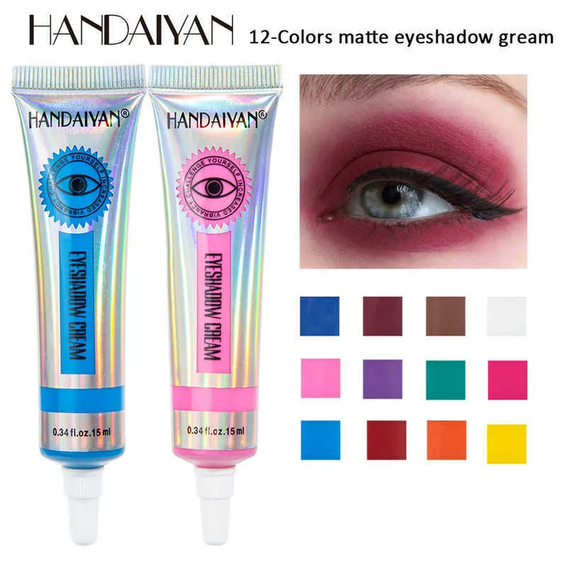 12 cores Neon Eyeshadow Creme Matte Mineral Pigmento Eye Shadow Cremes fáceis de aplicar sombras impermeáveis ​​Mskeup atacado