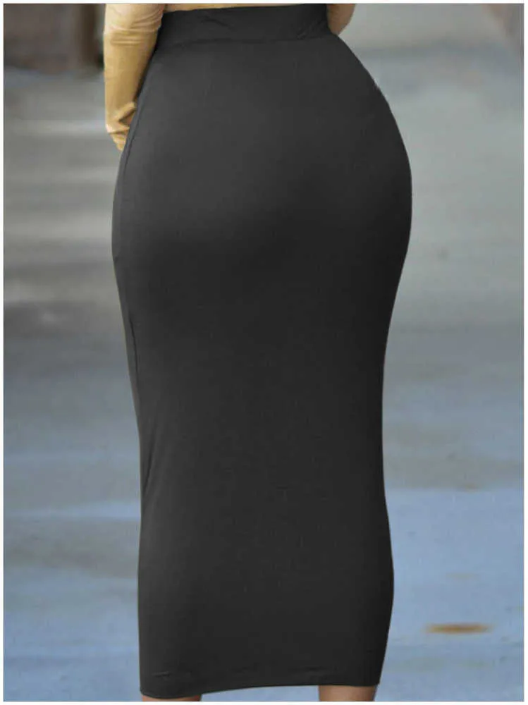 Brown And Black High Waist Bodycon Bodycon Midi Skirt With