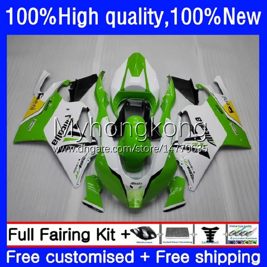 Motorcykel Fairings för Aprilia RSV 1000 R 1000R RSV1000R Mille RV60 Cowling Green White 9no.6 RSV-1000 RSV1000 R RR 03 04 05 06 RSV1000RR 2003 2004 2005 2006 Body Kit