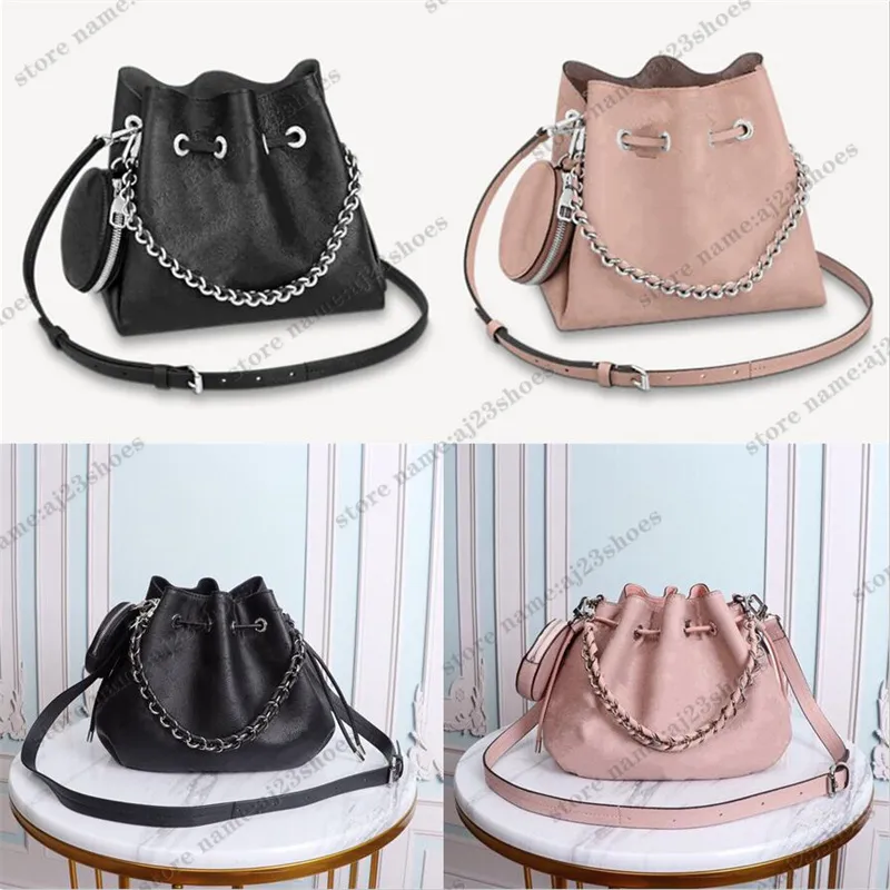 Designer Magnolia bucket handbag with Perforated Pattern and Coin Purse Small Round Handbag for Women