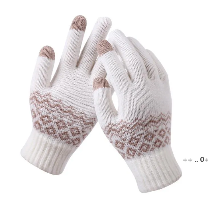 Vinterpekskärmshandskar Andra Apparel Texting Varm Sticka Touchscreen Mittens Elastisk Manschett För Män Kvinnor Svart Navy Vit Grå RRF11958