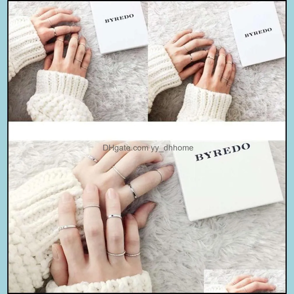 South Korea new simple personality 10 piece set ring thin 10 joint index finger ornament female
