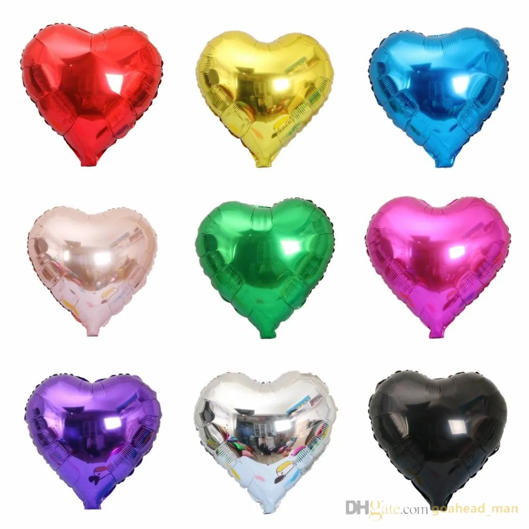 Mix 18 Calowy Folia Heart Balon Czerwony Złoto Purpurowy Zielony Niebieski Metaliczny Walentynki Dzień Miłość Prezent Wedding Birthday Party Dekoracji Home Balony