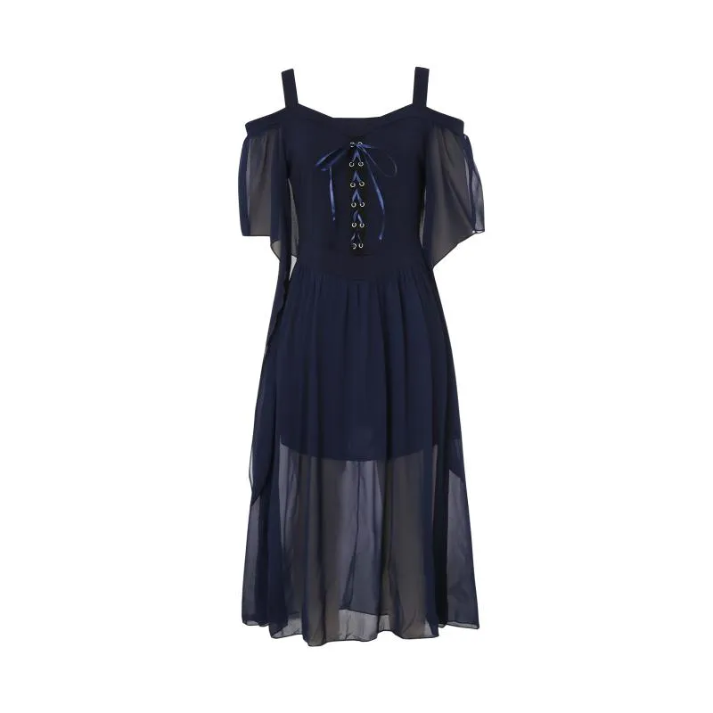 Lace embroidered sling clearance irregular dress