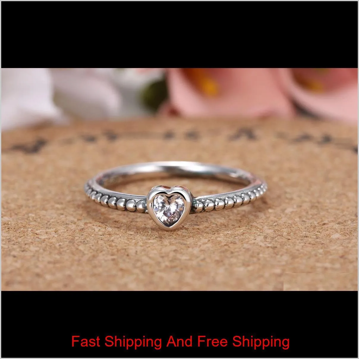 wholesale 925 silver heart ring fit pandora cz anniversary jewelry for women christmas gift