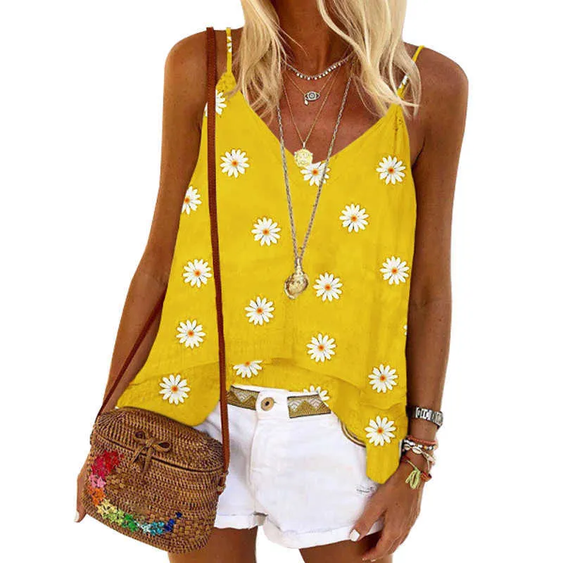 女性の夏の花肩からショルダーTシャツノースリーブトップヴィンテージファッションレディースプラスサイズ特大のティーシャツフェムメ210608