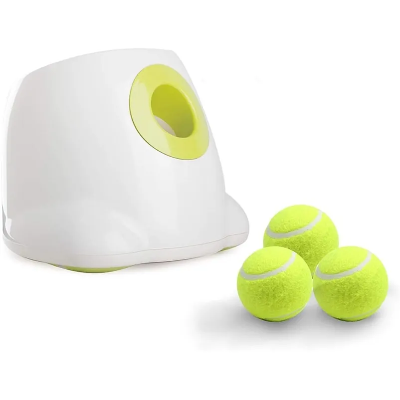 AFP Interactive Lanceur automatique de balles pour chiens, lanceur de balles de tennis, jouet de dressage pour chiens, lanceur, 3 balles incluses 210312