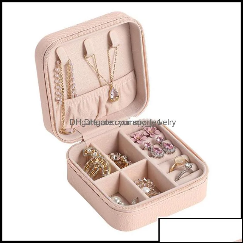 Packaging & Jewelry Box Portable Travel Storage Boxes Organizer Pu Leather Display Cases For Necklace Earrings Ring Jewellery Holder Case