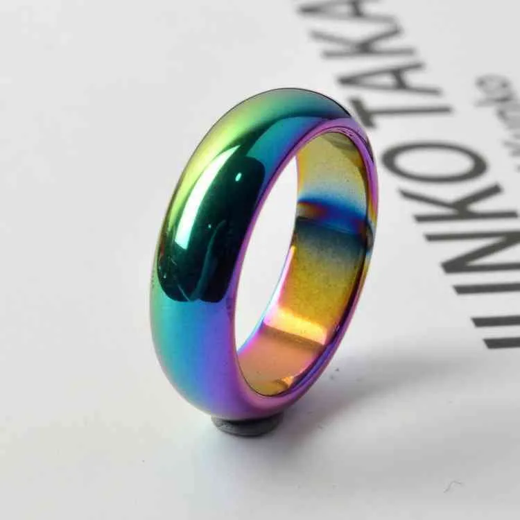 50pcs Rainbow Color Plated Hematite Rings #6~#12 Ring For Man and Women Fashion Party Jewelry