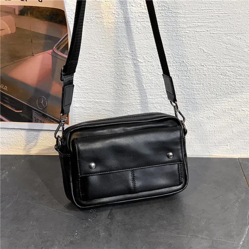 Modedesigner-Leder-Mini-Umhängetaschen für Herren, Geldbörsen, lässige Kameratasche, schwarze Handy-Geldtasche