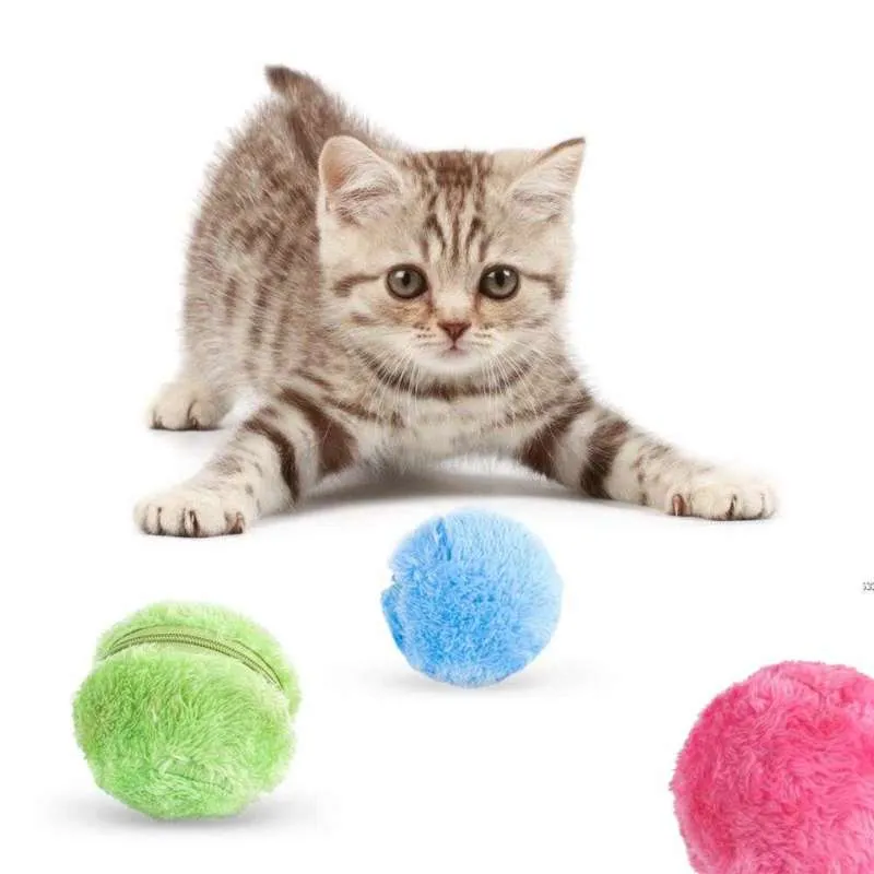 Pet Magic Roller Ball Toys Cat Dog Automatic Balls Chew Plush Molar Toys Small Dogs Electric Training Interactive Supplies 210929