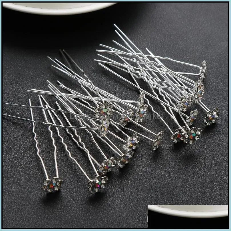 Korean Style Women Wedding Accessories Bridal Pearl Hairpins Flower Crystal Rhinestone Hair Pins Clips Bridesmaid Hair Jewelry