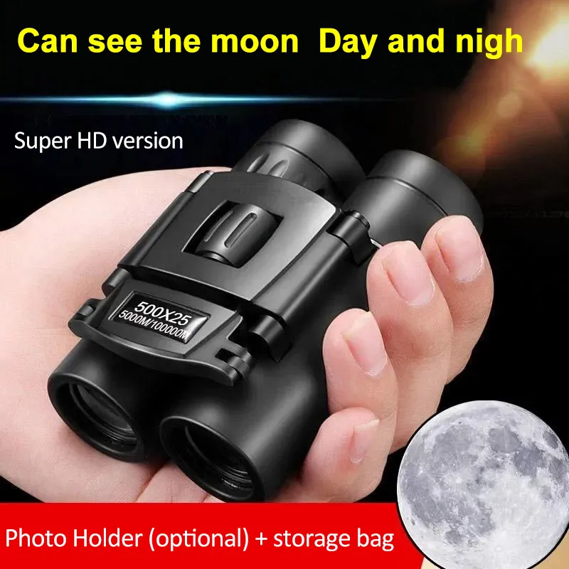 Mini binoculaires 500x25 Micro Telescope HD Lentilles Verre optique Focus réglables avec porte-téléphone Prenez l'image Video Sauvey Tool de sauvetage pour la chasse au jeu de voyage