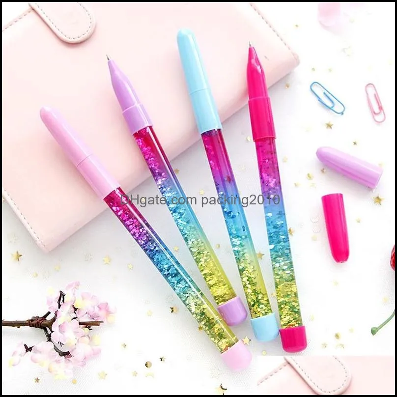 Cute 0.7mm Rainbow Color Fairy Stick Drift Sand Glitter Crystal Ball Point Pen P82A