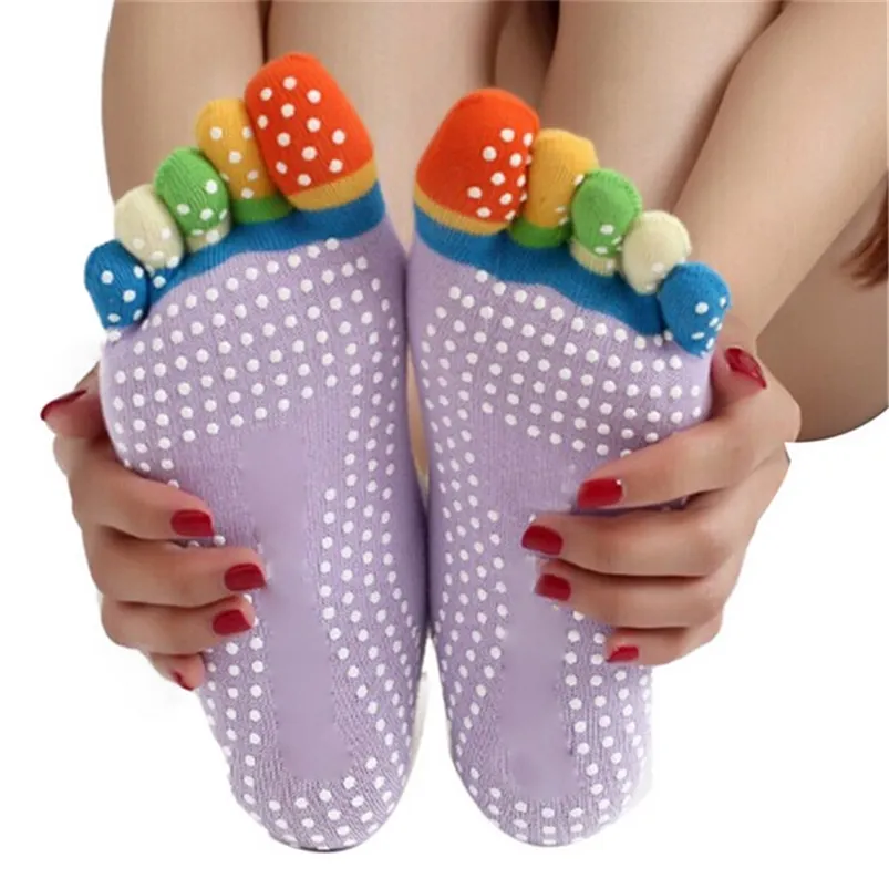 Ankomst Fem Fingers Sock Bomull 5 Par / Många Roliga Socks Ladies och Kvinnors Färgglada Pilates Massage 5 Toe Socks 210720