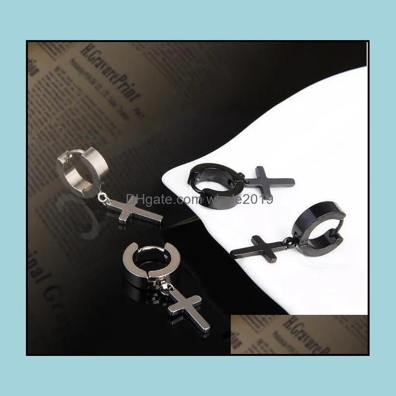 NEW 4 Colors Allergy Free Cross Ear Clasp Fashionable Titanium Punk Ear Studs Stainless Steel Earrings 30pcs Epacket