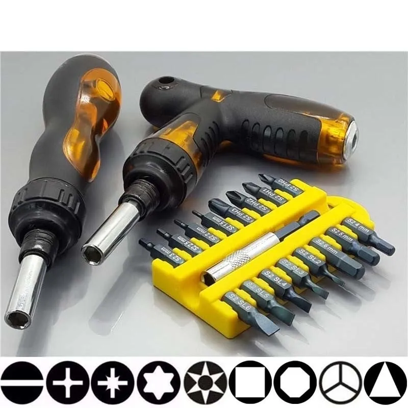 18pcs Security Tamper Proof Torx Hex Star Bit Set Magnetic Holder Ratchet Screwdriver Bits Telescopic Adjustable Screwdriver Set Y200321