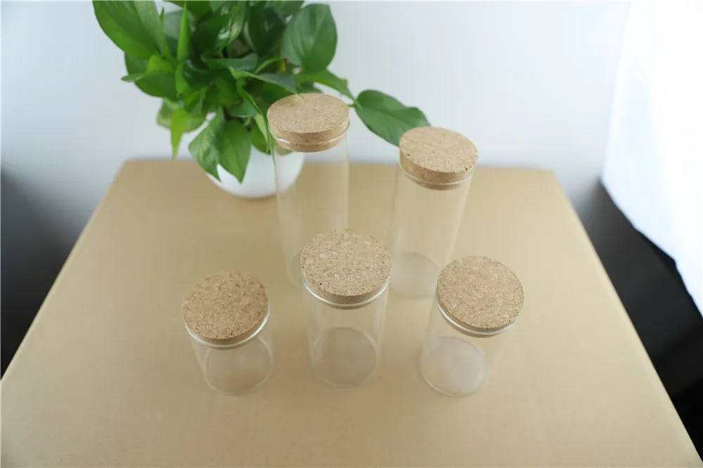 3pcslot 6580mm 80ml Thick Glass Bottle Cork Stopper Spice Bottles Container Jars Vials DIY Craft Kitchen Storage Bottles (4)