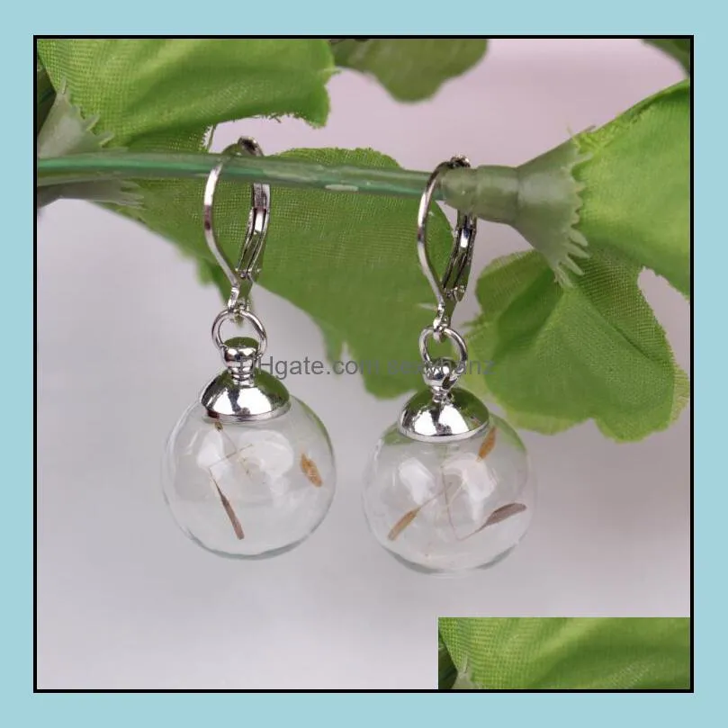 Hot Europe Fashion Jewelry Cute Glass Ball Dandelion Dangle Earrings Women`s Elegant Earrings S734