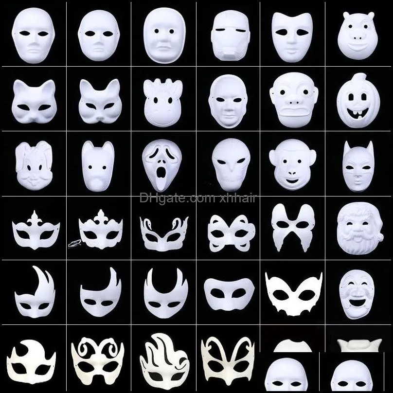 DIY environmental protection White Masquerade mask Halloween party Masks Blank hand drawing Facemask T9I001358