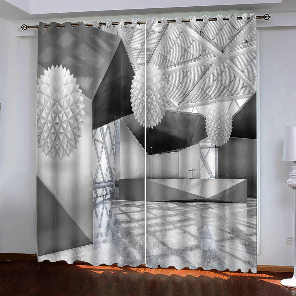 2021 Custom neues Design Blackout 3D Vorhang Fenster Kreis Geometrie Vorhänge für Wohnzimmer Schlafzimmer Fenster Kindervorhang