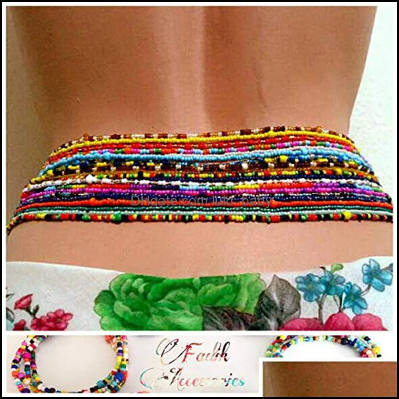 Belly Chains Body Jewelry Ethnic Sexy Beach Waist Chain African Bead 7Pcs/Set Tribe Colored Resin Beaded Summer Bikini Aessories 805 Drop De