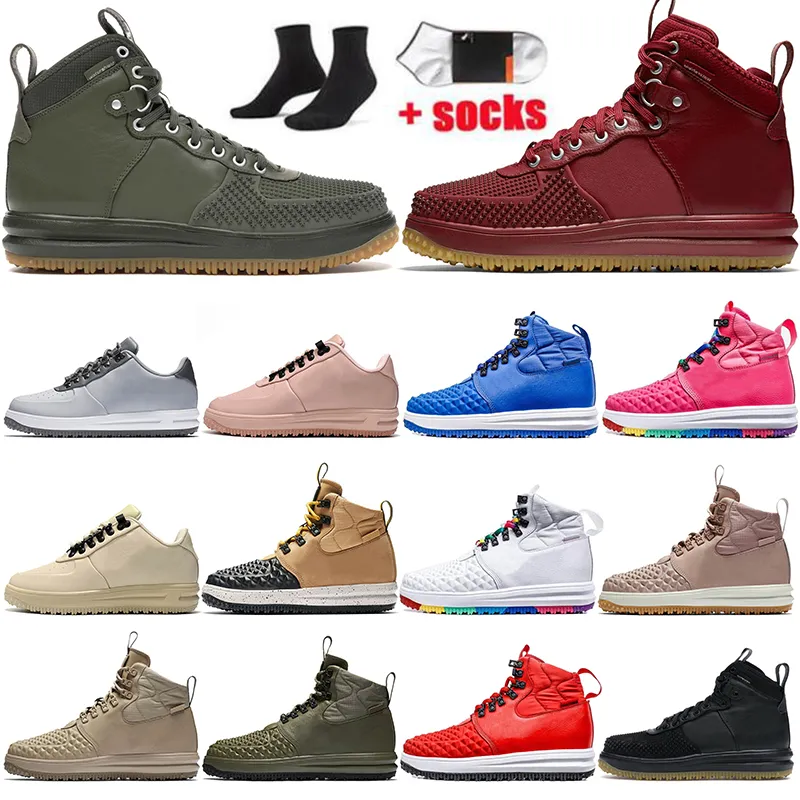 Tênis de corrida Nike Lunar Force 1 Duckboot Duck Boot Masculino Feminino Tamanho EUA 13 Branco Off Multi Outdoor Off Sapatilhas de salto alto