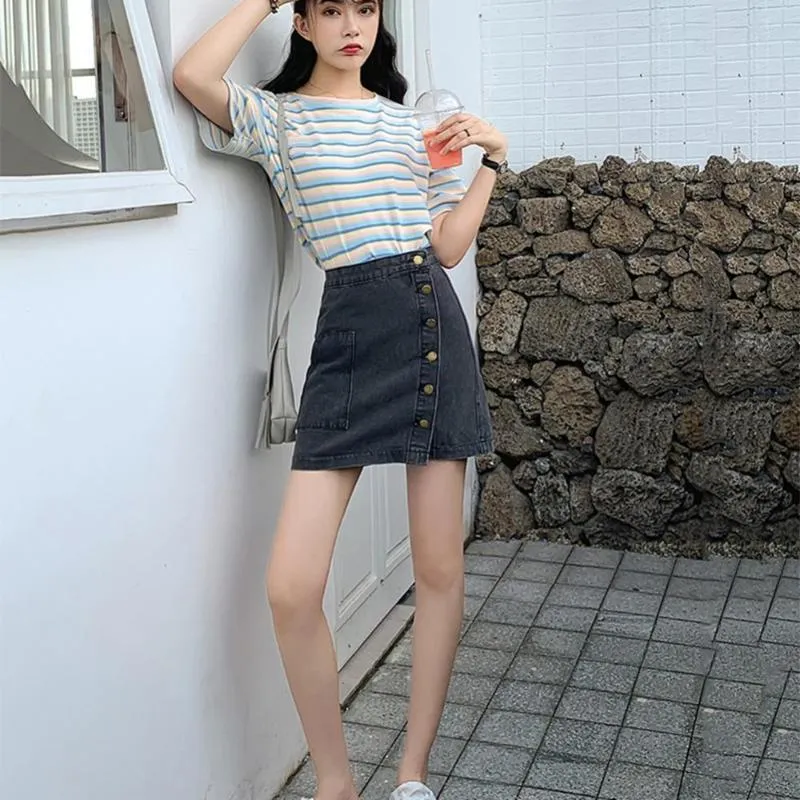 High waisted button clearance up skirt plus size