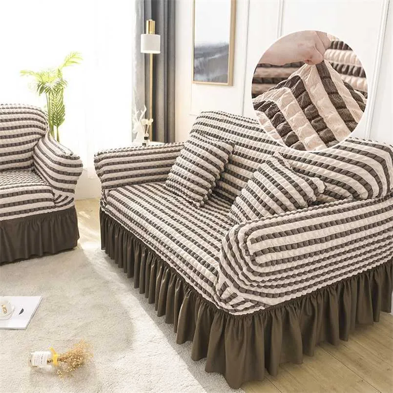 Stripe europeisk stil soffa täcker elastiska slipcovers för vardagsrum hörn handduk soffa möbler copridano 211116