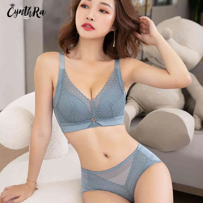 CYNTHRA ensemble de soutien-gorge femmes Sexy dentelle réglable rassemblement Push Up WirelSeamelComfort respirant beauté dos Lingerie ensemble X0526