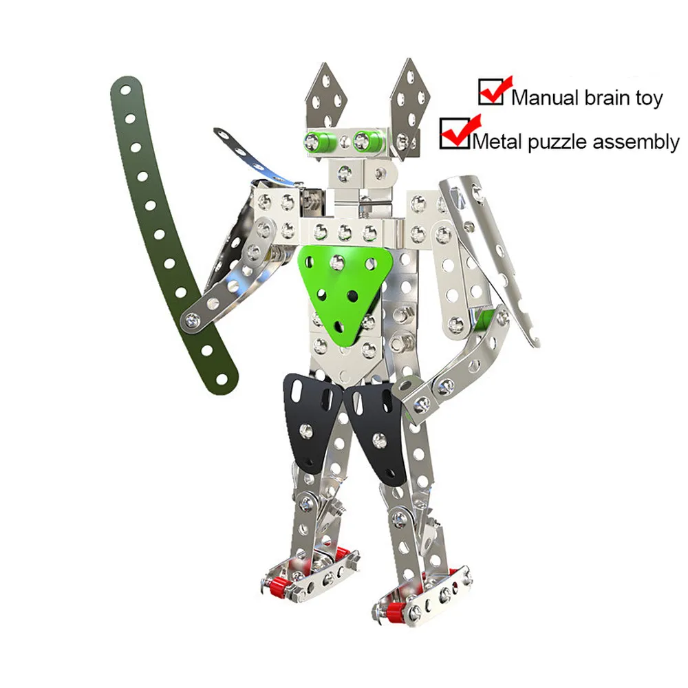 3d metall material blockerar tegel DIY modell tegelstenar bygga robot barn pedagogiska leksaker
