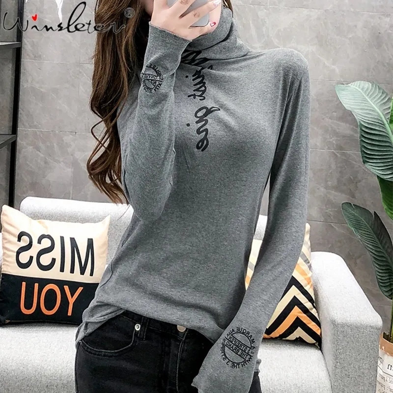 Bottoming Slim Tee Letter Printed T Shirt Summer Women Tops Casual