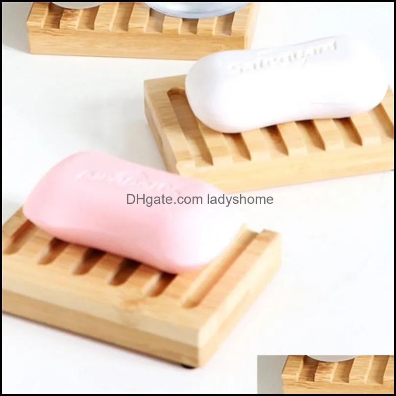 Wooden Natural Bamboo Soap Dishes Tray Holder Bathroom Storage Soap Rack Plate Box Container Bathroom Dish Storage Box HWE6174